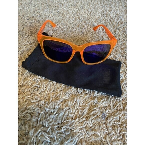 Puma Square Sunglasses Mens PE00475-006 Orange Rims Violet Lenses UV Pro… - Picture 2 of 8